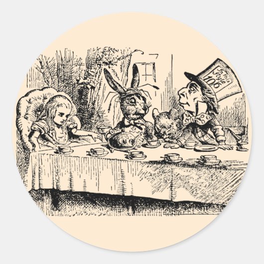  Alice in Wonderland, Tea Party Scene Ronde Sticker (Voorkant)