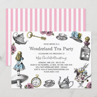 Alice in Wonderland Tea Party Stripes Kaart