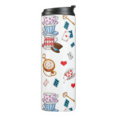 Alice in Wonderland Tea Party thema patroon Thermosbeker (Gedraaid links)