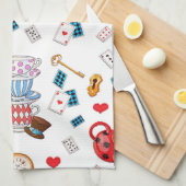 Alice in Wonderland Tea Party Theme Pattern Theedoek (Quarter Fold)