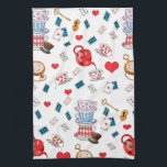 Alice in Wonderland Tea Party Theme Pattern Theedoek<br><div class="desc">Cute Alice in Wonderland,  de keukenhanddoek perfect voor de middagthee.</div>