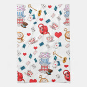 Alice in Wonderland Tea Party Theme Pattern Theedoek (Verticaal)