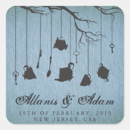 Alice in Wonderland Tea Party Trouwstickers Vierkante Sticker