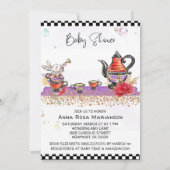 *~* Alice in Wonderland Tea Pot Rabbit Tea Cups Kaart (Achterkant)