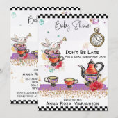 *~* Alice in Wonderland Tea Pot Rabbit Tea Cups Kaart (Voorkant / Achterkant)
