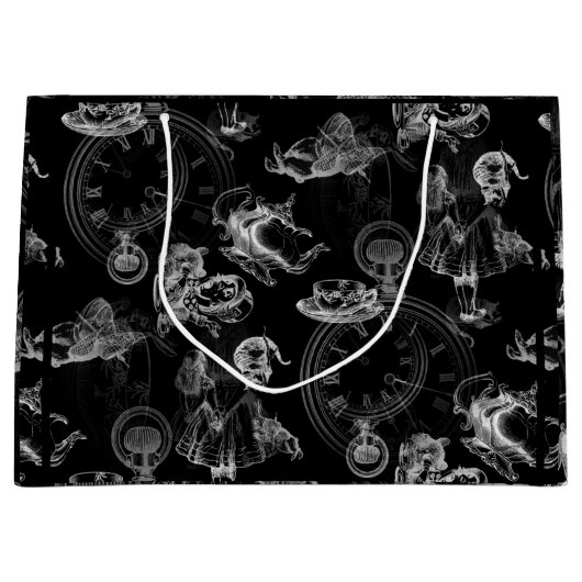 Alice in Wonderland Tea Time Black Gift Bag Groot Cadeauzakje (Voorkant)