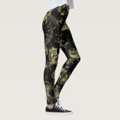 Alice in Wonderland Tea Time Black Gold Leggings (Rechts)