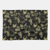 Alice in Wonderland Tea Time Black Gold Towel Theedoek (Horizontaal)
