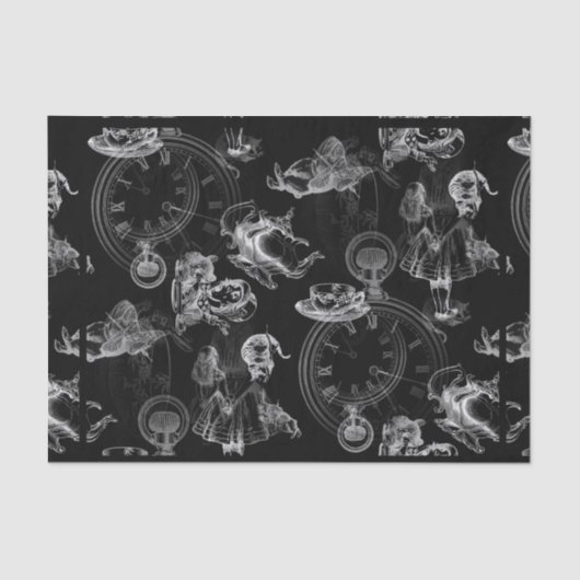 Alice in Wonderland Tea Time Black Tissue Paper Tissuepapier (Voorkant)
