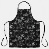 Alice in Wonderland Tea Time Black White Apron Schort (Voorkant)