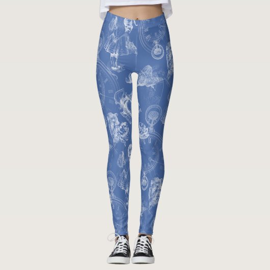 Alice in Wonderland Tea Time Blue Leggings (Voorkant)