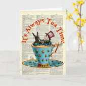 Alice in Wonderland Tea Time Old Dictionary Page Kaart (Gele Bloem)
