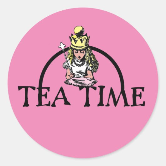 Alice in Wonderland - Tea Time Ronde Sticker (Voorkant)