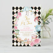 Alice in Wonderland Tea voor de 2e verjaardag van Kaart (Staand voorkant)