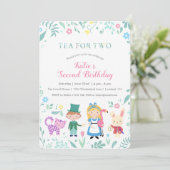 Alice in Wonderland Tea voor twee tweede verjaarda Kaart (Staand voorkant)