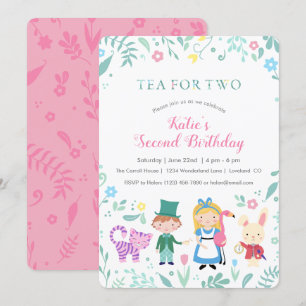 Alice in Wonderland Tea voor twee tweede verjaarda Kaart
