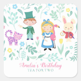 Alice in Wonderland Tea voor twee tweede verjaarda Vierkante Sticker