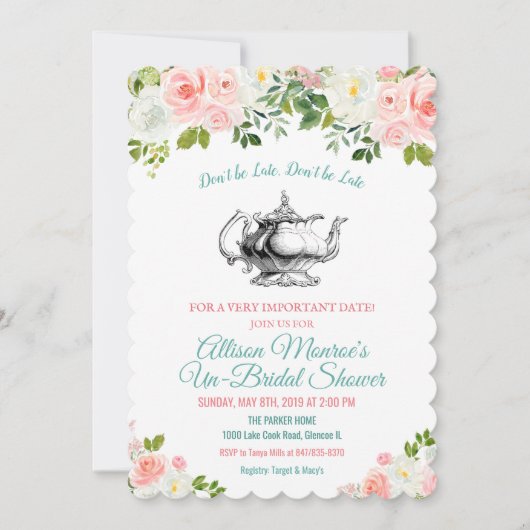 Alice in Wonderland  Teapot Invitation Kaart (Voorkant)