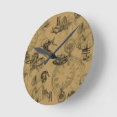 Alice in Wonderland Teatime Gold Black Clock Ronde Klok (Hoek)