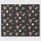 Alice in Wonderland tekenaars op zwart en goud Cadeaupapier (Vlak)