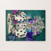 Alice in Wonderland tekent de speelkaarten Legpuzzel (Horizontaal)