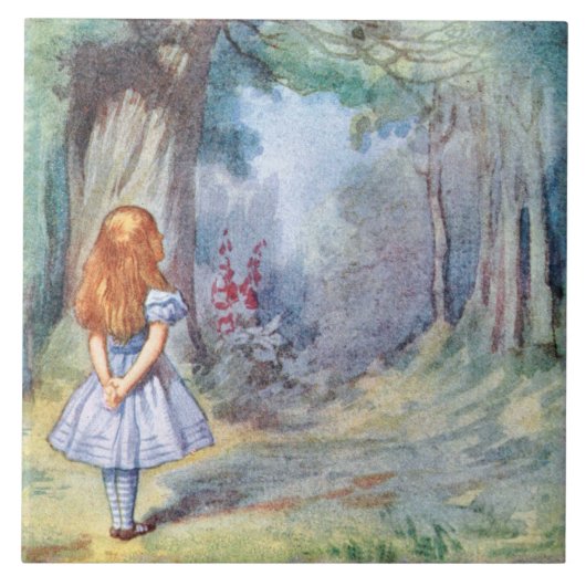 Alice in Wonderland Tenniel Art Tile of Trivet Tegeltje (Voorkant)