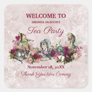 Alice in Wonderland The Mad Hatter Tea Party Vierkante Sticker