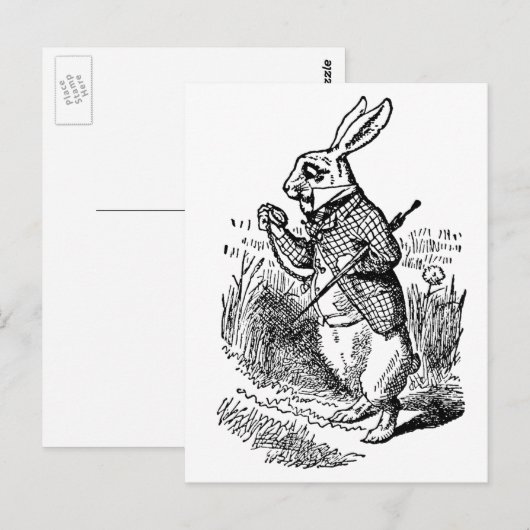 Alice in Wonderland, The White Rabbit Watch Briefkaart (Voorkant / Achterkant)