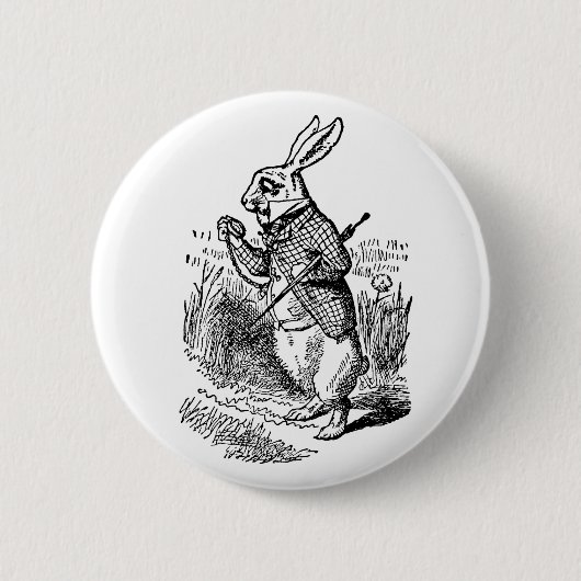 Alice in Wonderland, The White Rabbit Watch Ronde Button 5,7 Cm (Voorkant)