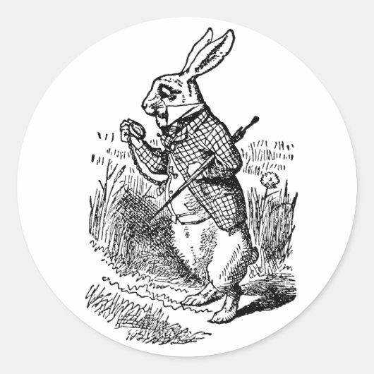 Alice in Wonderland, The White Rabbit Watch Ronde Sticker (Voorkant)