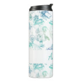 Alice in Wonderland Thee Blauw Aqua Naam Tumbler Thermosbeker (Gedraaid links)