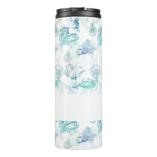 Alice in Wonderland Thee Blauw Aqua Naam Tumbler Thermosbeker (Achterkant)