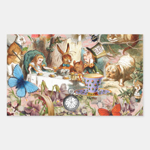 Alice in Wonderland Thee Feestje Kunst Rechthoekige Sticker