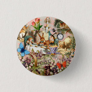 Alice in Wonderland Thee Feestje Kunst Ronde Button 3,2 Cm