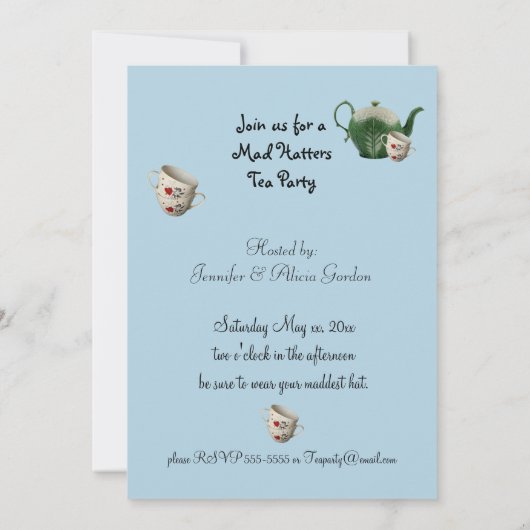 Alice in Wonderland, Thee van de Gekke Hoedenmaker Kaart (Achterkant)