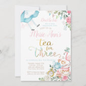 Alice in Wonderland, thee voor drie 3e verjaardag Kaart (Voorkant)