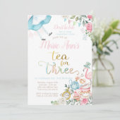 Alice in Wonderland, thee voor drie 3e verjaardag Kaart (Staand voorkant)