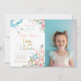 Alice in Wonderland, thee voor drie 3e verjaardag Kaart