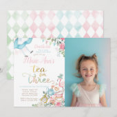 Alice in Wonderland, thee voor drie 3e verjaardag Kaart (Voorkant / Achterkant)