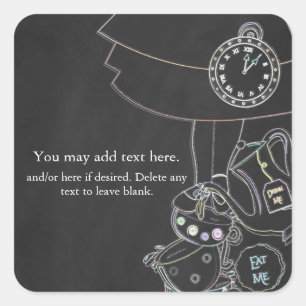 Alice in Wonderland-theepartij krijtbord favoriet Vierkante Sticker