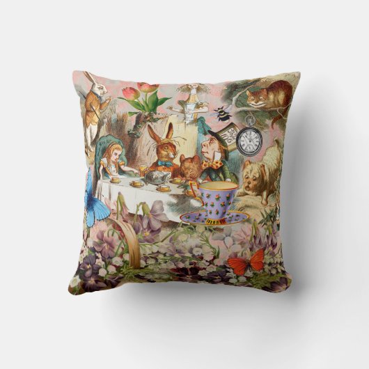 Alice in Wonderland Theepartij Kunst Kussen (Achterkant)
