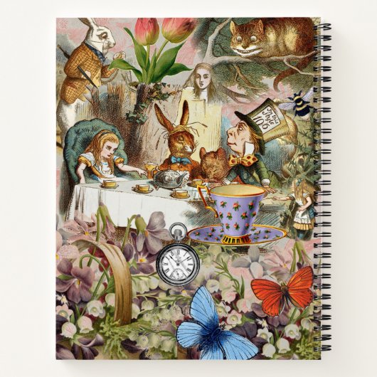 Alice in Wonderland Theepartij Kunst Notitieboek (Achterkant)
