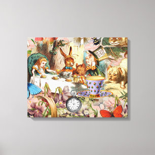 Alice in Wonderland theepartij-personages Canvas Afdruk