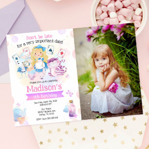 Alice in Wonderland Theepartij Verjaardagsfoto Kaart