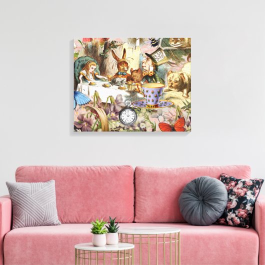 Alice in Wonderland-theepersonages Canvas Afdruk (Insitu (Woonkamer))