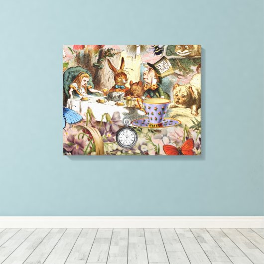 Alice in Wonderland-theepersonages Canvas Afdruk (Insitu (Houten vloer))