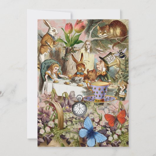 Alice in Wonderland-theepersonages Kaart (Achterkant)