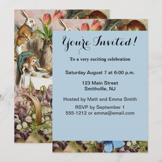 Alice in Wonderland-theepersonages Kaart (Voorkant / Achterkant)