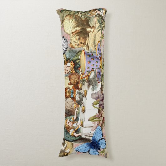 Alice in Wonderland-theepersonages Lichaamskussen (Voorkant Verticaal)