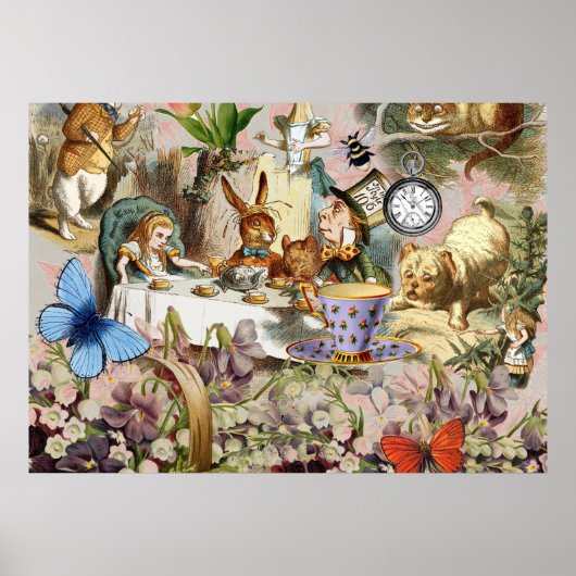 Alice in Wonderland-theepersonages Poster (Voorkant)